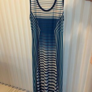 Striped Blue and White Maxi Dress by Calvin Klein